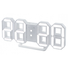 Perfeo LED часы-будильник "LUMINOUS", белый корпус / белая подсветка PF-663